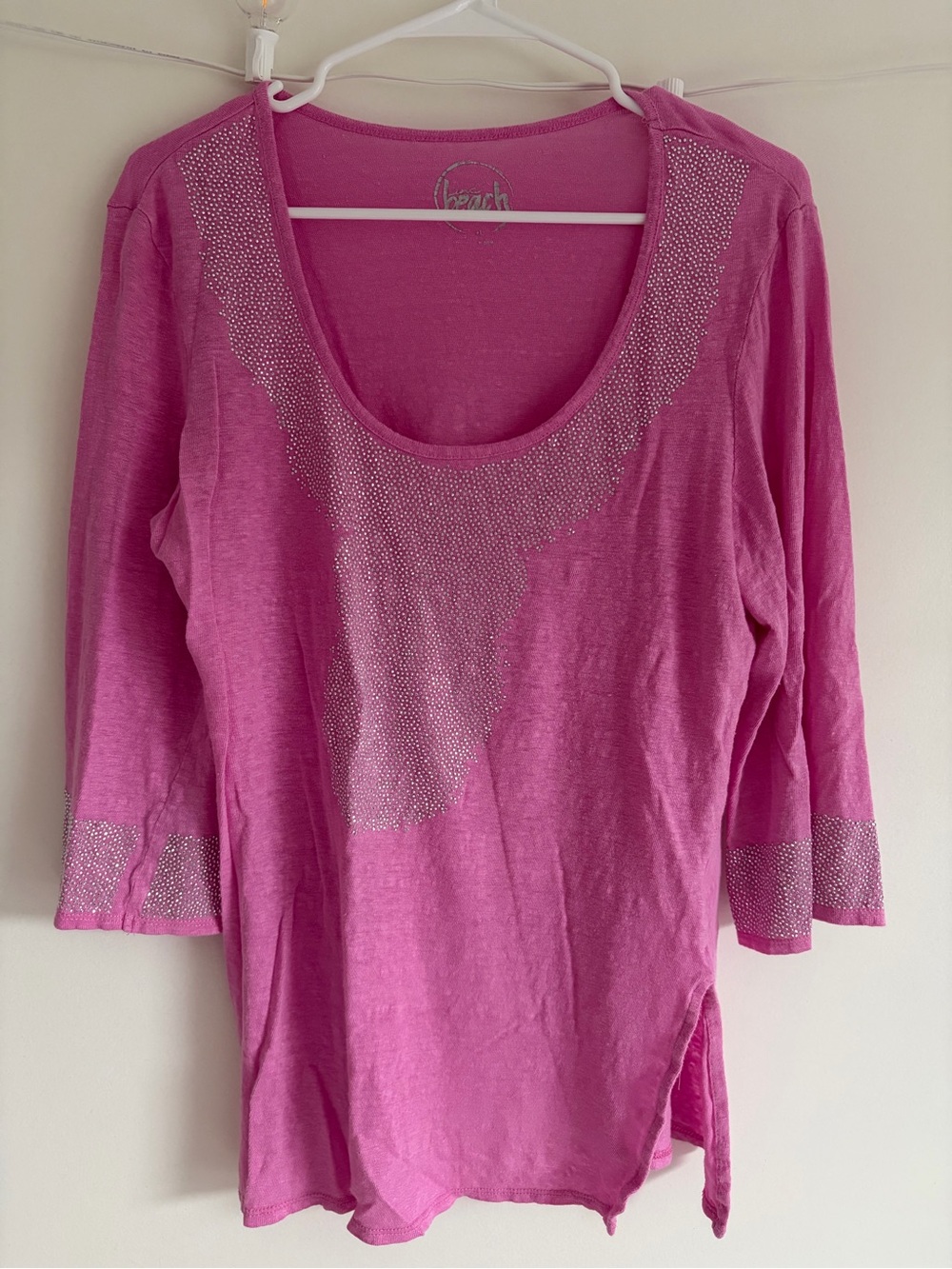 Y2K Women's Pink Embellished Scoop Neck Top